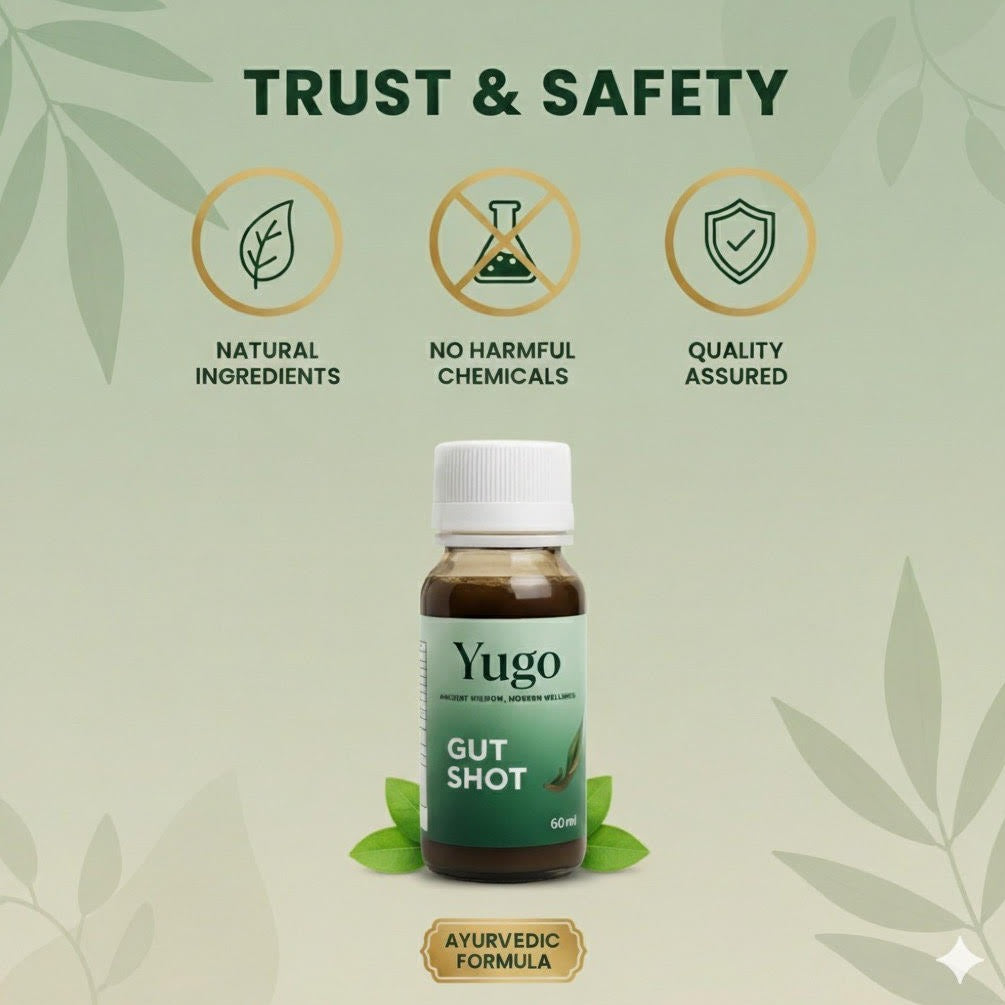 Yugo Gut Shot Ayurveda’s Daily Gut Reset & Healing Drink (60ml × 6 Bottles)